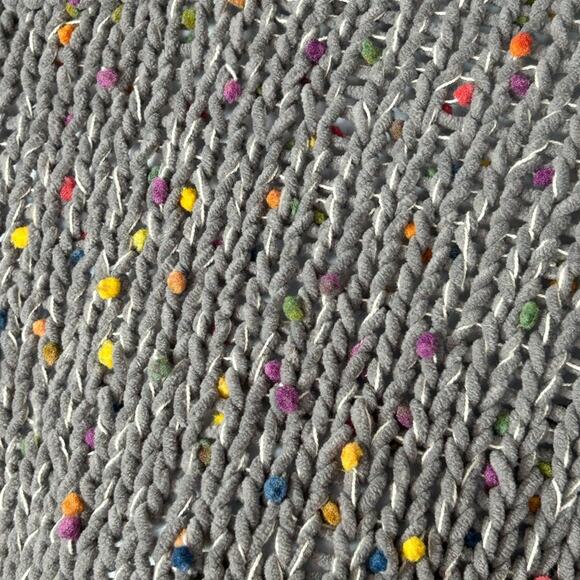 POL Distressed Sweater Small | Gray Ripped Sweater with Rainbow Confetti Detail - Picture 14 of 16